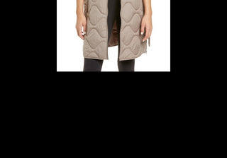 Zella Women's Tan Belted Quilted Longline Vest Size X-Small