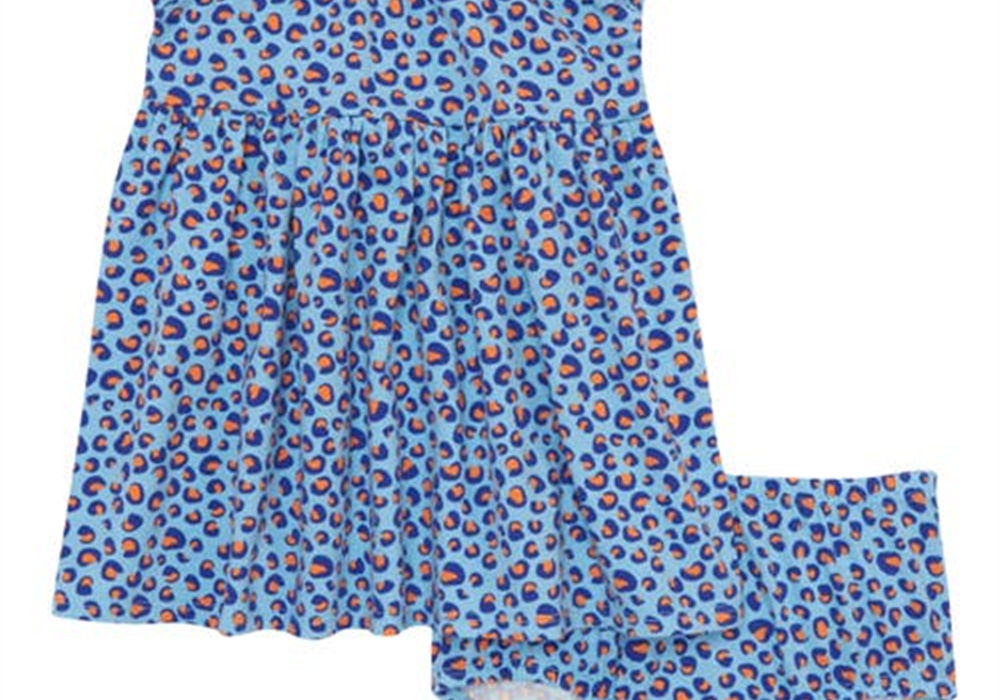 Tucker + Tate Blue Animal Dot Flutter Sleeve Dress & Bloomers Set - Size 6M