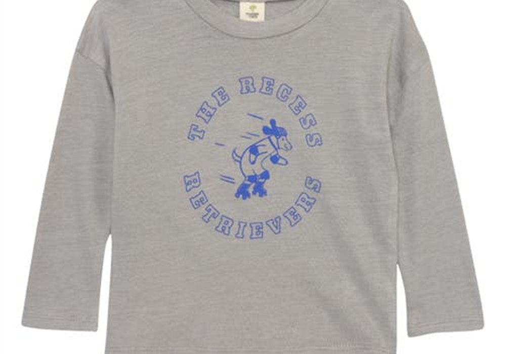 Tucker + Tate Graphic Tee In Grey Alloy Heather Recess Dog Size 9M