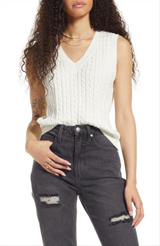 Ivory Bp. Cable Knit Sweater Vest - Size Large