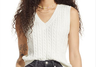 Ivory Bp. Cable Knit Sweater Vest - Size Large