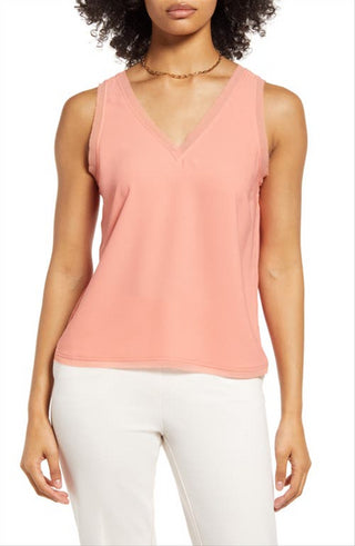 Halogen Women's Coral Apple Raw Edge Tank Size Large