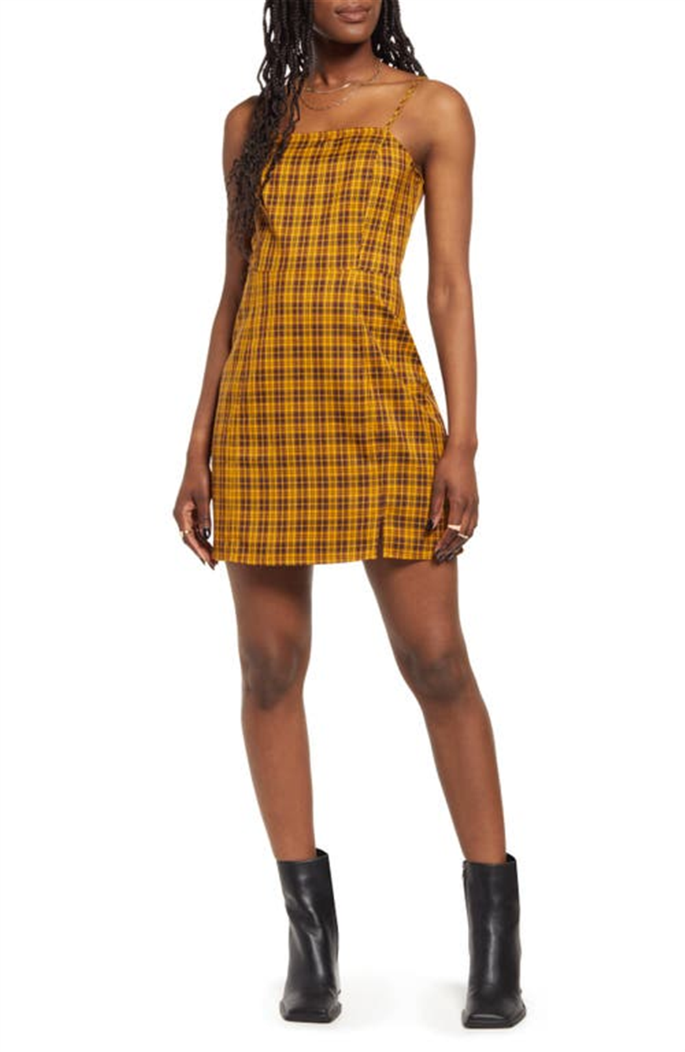 BP. Preppy Woven Minidress Brown Plaid Size Large