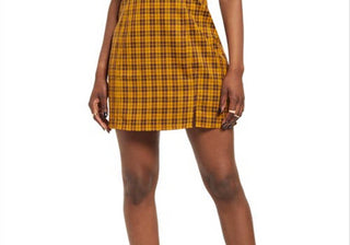 BP. Preppy Woven Minidress Brown Plaid Size Large