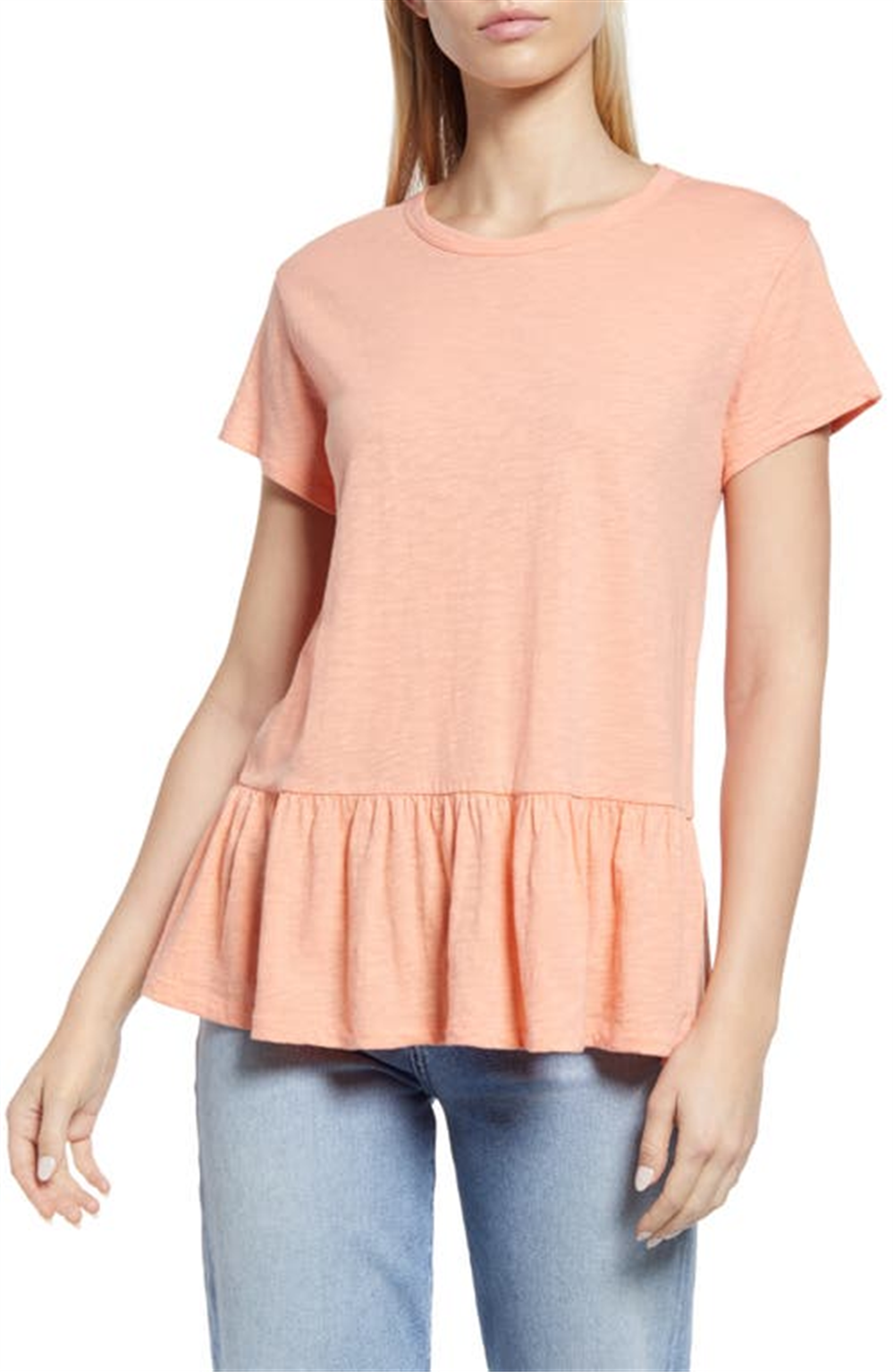 Caslon(R) Peplum T-Shirt In Coral Pink Size Xx-Large