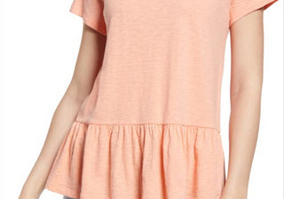 Caslon(R) Peplum T-Shirt In Coral Pink Size Xx-Large