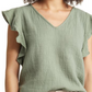 Green Dune Caslon V-Neck Ruffle Sleeve Top Size X-Small