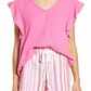 Medium Size Caslon V-Neck Ruffle Sleeve Top in Pink Ibis - Nordstrom