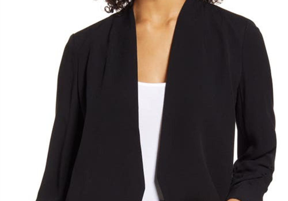 Medium Size Black Halogen Open Front Blazer
