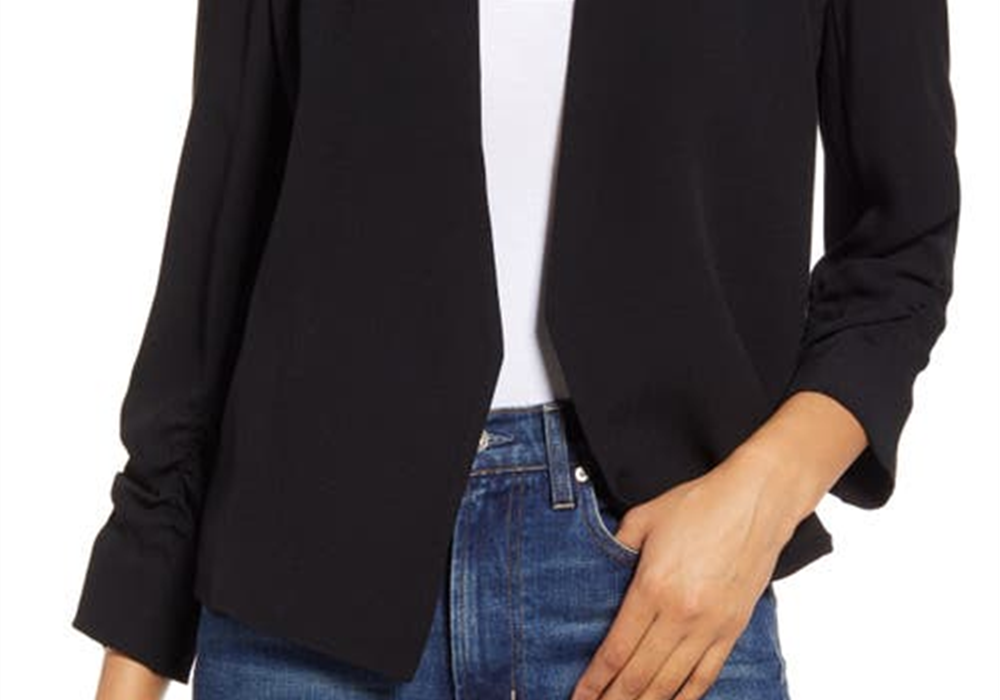 Medium Size Black Halogen Open Front Blazer