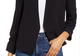 Medium Size Black Halogen Open Front Blazer