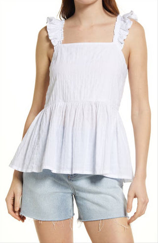 Treasure & Bond Women's White Ruffle Strap Tank Size X-Small