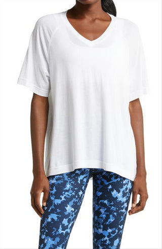 Zella Women's White V-Neck Raglan T-Shirt Size Small