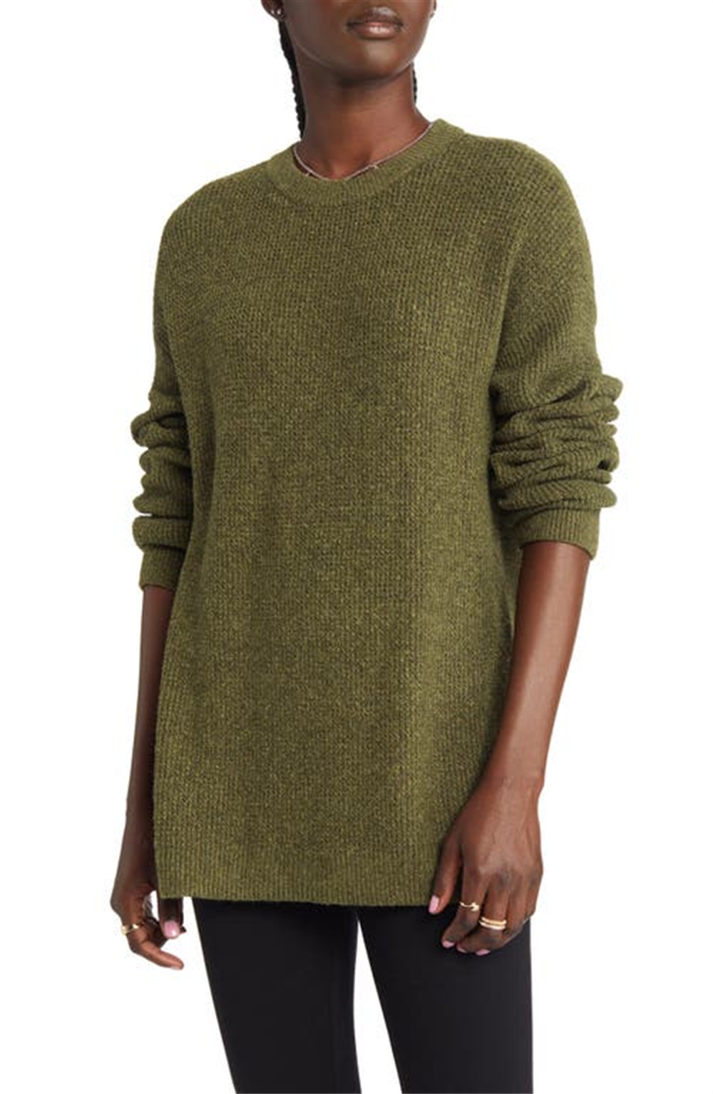 BP. Oversize Crewneck Sweater in Olive Dark , Size Medium