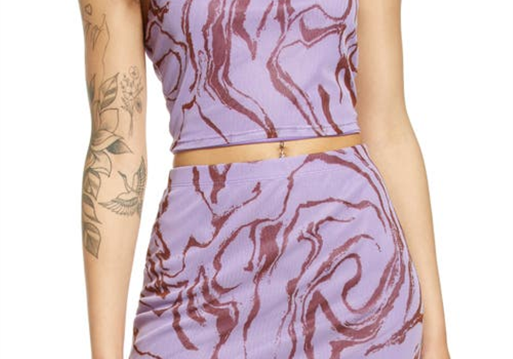 Bp. Large Size Purple Marble Knit Crop Camisole