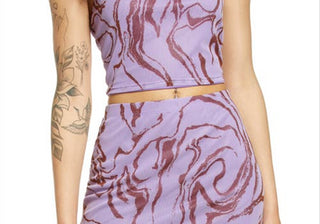 Bp. Large Size Purple Marble Knit Crop Camisole