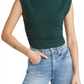 Reformation Women's Forest Green Lindy Ruched Crop Top Size Small