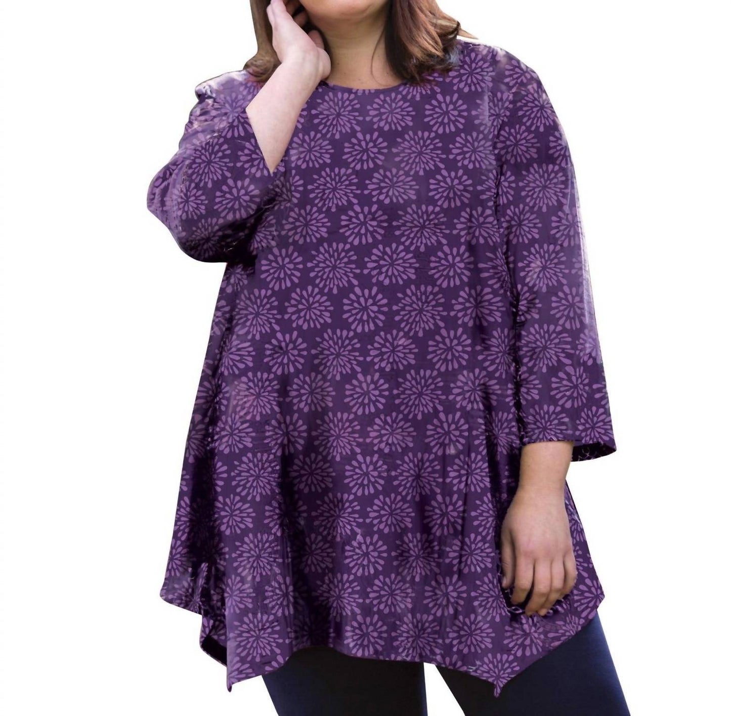 On The Plus Side - Plus Size 3/4 Sleeve Matsin Top