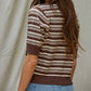 By Together - Knit Sweater Striped Half Button Up