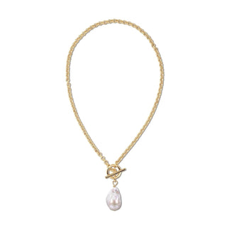 Eklexic - Women's Micro Royal Toggle & Xl Baroque Pearl Pendant Necklace