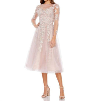 Mac Duggal - Sheer Neckline Illusion Sleeve Dress