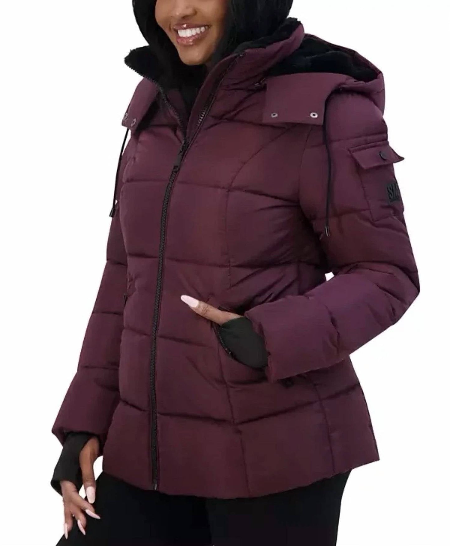 Steve Madden - Juniors Faux-fur-lined Hooded Puffer Coat