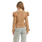 &Merci - Ruffled Shoulder Mix Knit Sweater