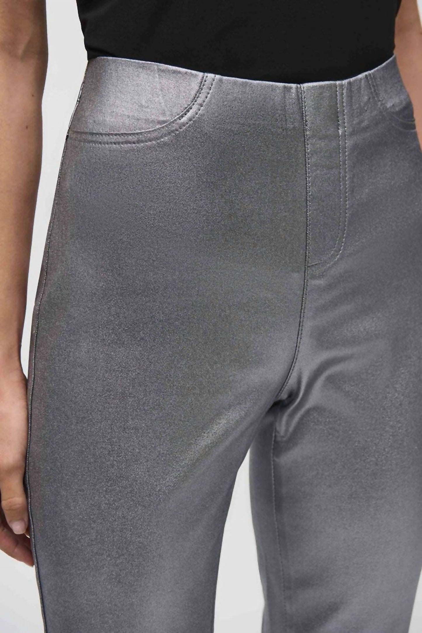 Joseph Ribkoff - Metallic Coated Classic Slim Denim Pants