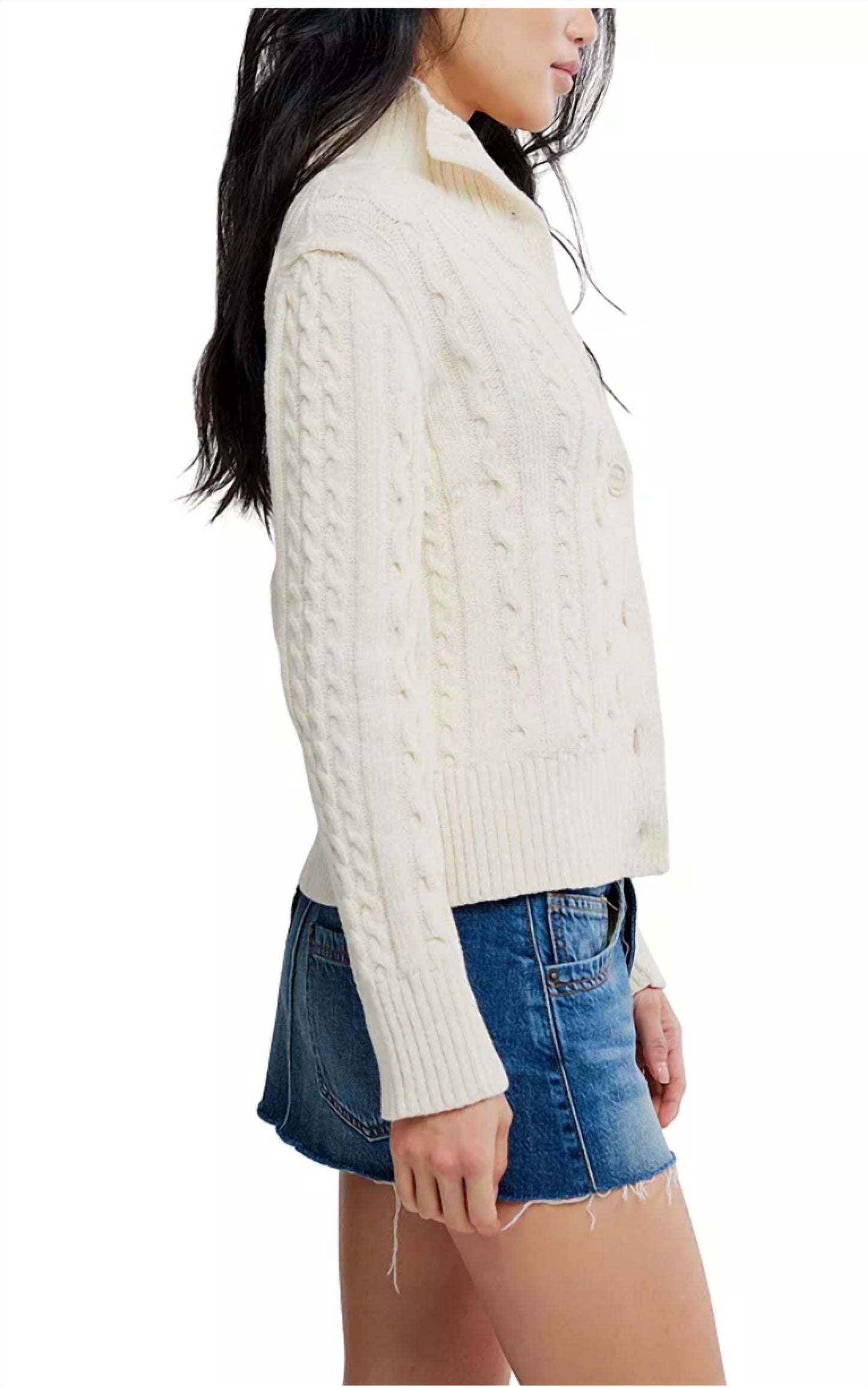 Free People - Cable Collar Cardigan