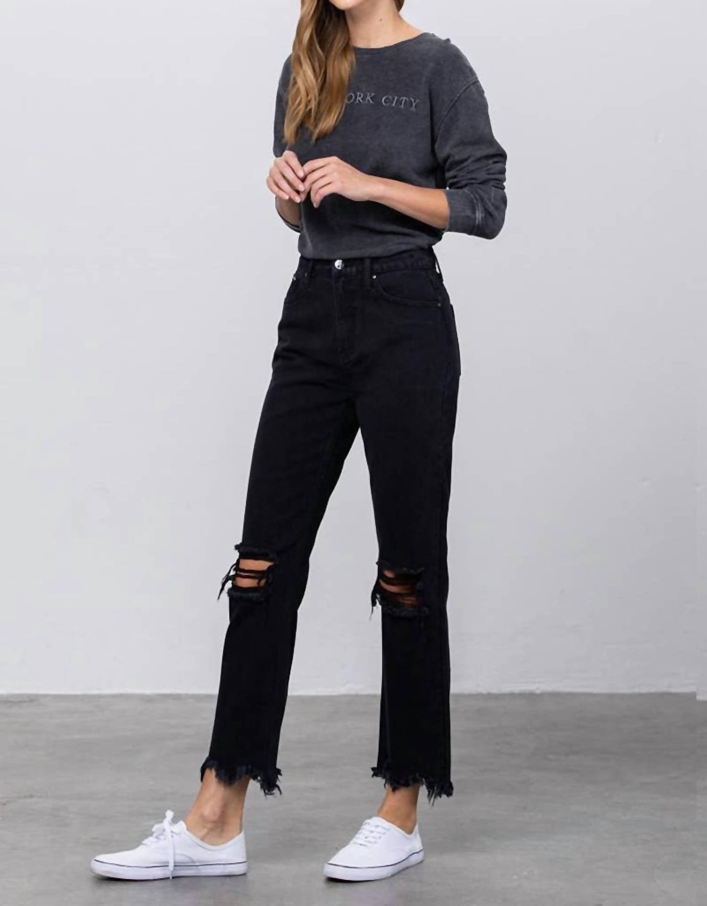 Insane Gene - High Rise Ripped Frayed Jeans