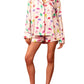 Peach Love - Satin Christmas Lights Prints Pajama Set