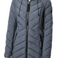 Bernardo Quilted Neoprene Hooded Puffer Coat in Petrol Blue  Size Small