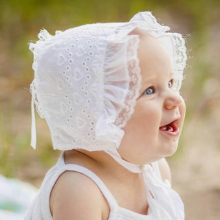 Huggalugs - Newborn And Baby Girls Eyelet Heart Bonnet