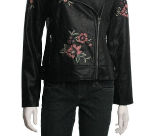Bb Dakota - Baxley Embroidered Faux Leather Moto Jacket