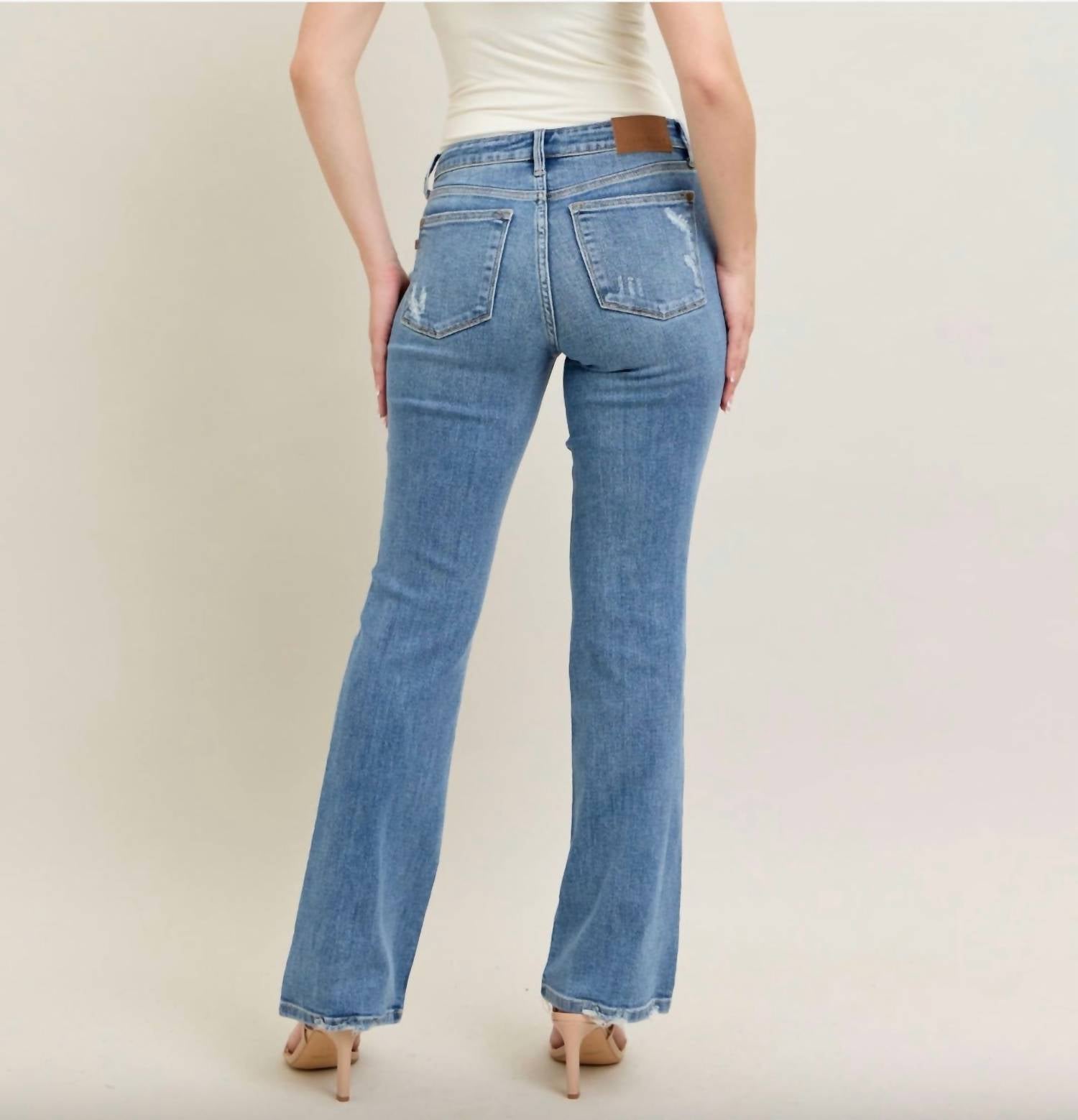judy-blue-destroyed-hem-rise-bootcut-jeans