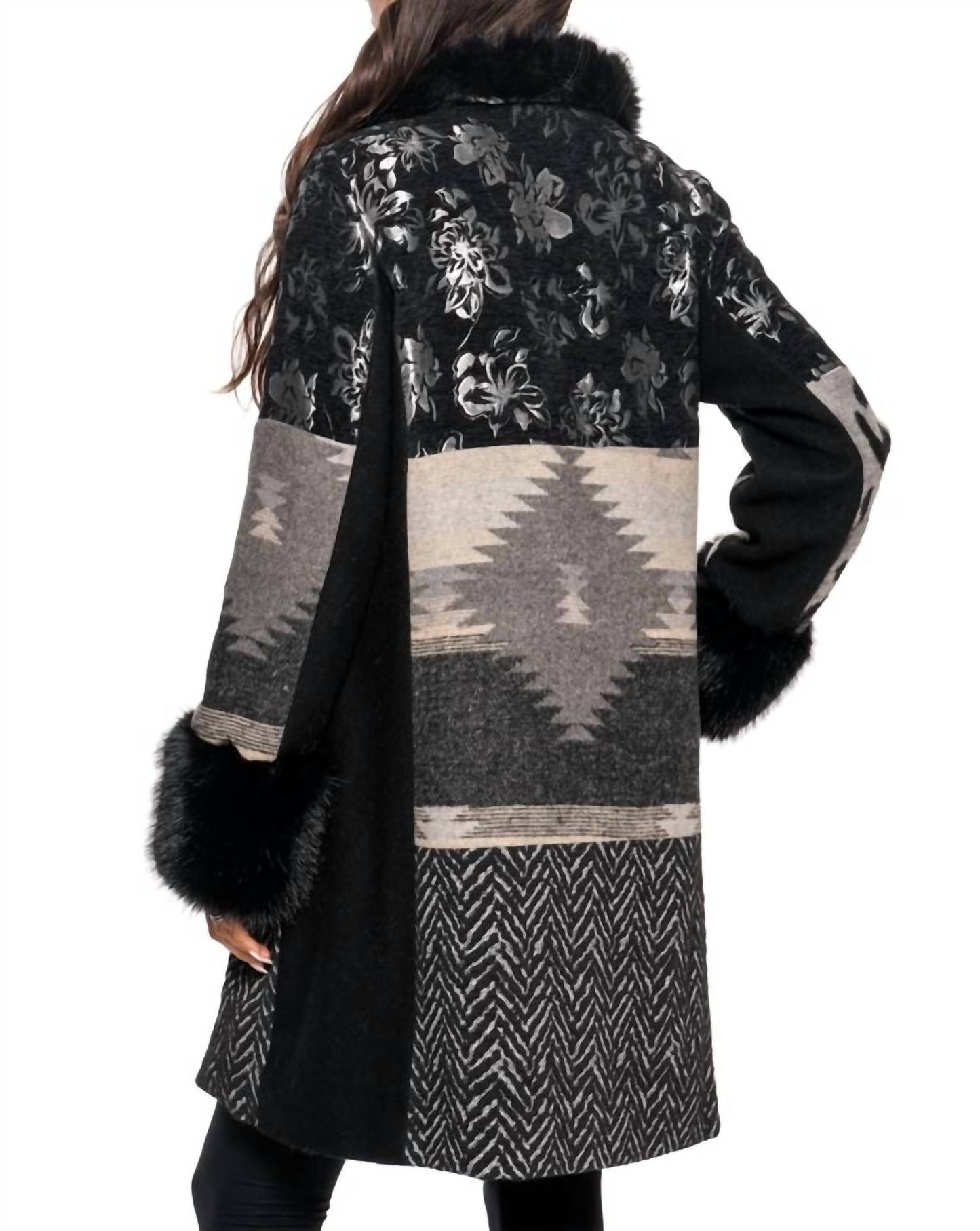 Adore - Mix Media Coat With Faux Fur