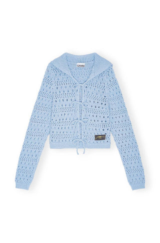 Ganni - Cotton Mix Tie String Cardigan
