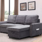 Modern Modular L-Shaped Sofa Bed with Chaise Dark Grey Linen