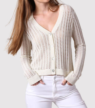 Minnie Rose - Linen Cotton Blend Pointelle Cardigan