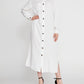 Zaalima Fashion - Long Sleeve Midi Linen Column Regular Casual Dress
