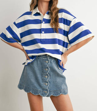 Buttermelon - Striped Oversized Polo Shirt