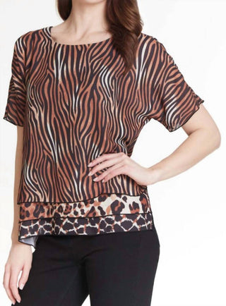 Multiples - Dolman Short Sleeve Hi-Lo Lined Layered Top