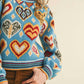 &Merci - Heart Pattern Pullover Sweater