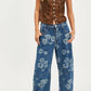 Free People - Good Luck Printed Barrel Jeans