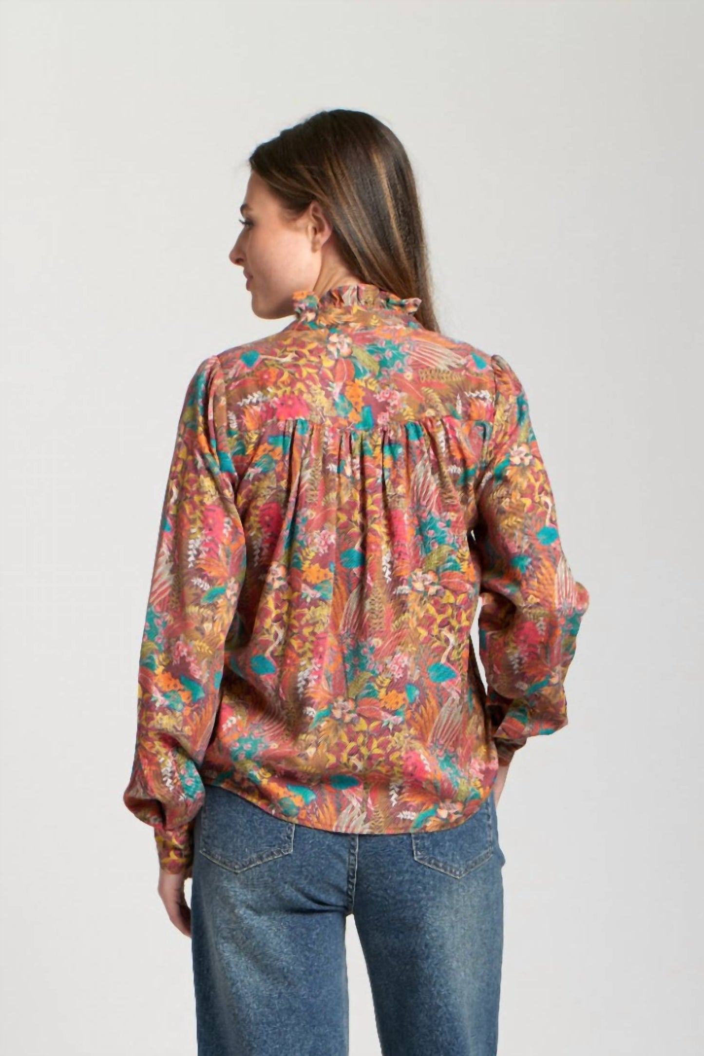 Apny - Ruffle Half Placket Blouse