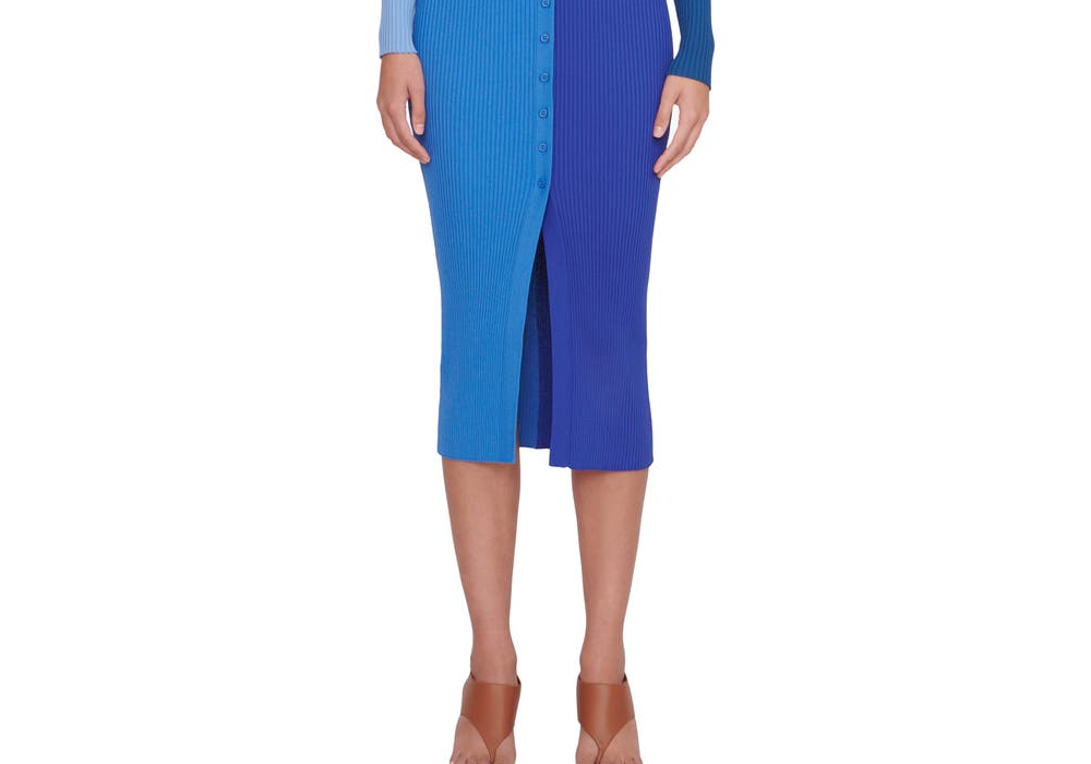 STAUD Shoko Colorblock Sweater Cobalt Multi Size M