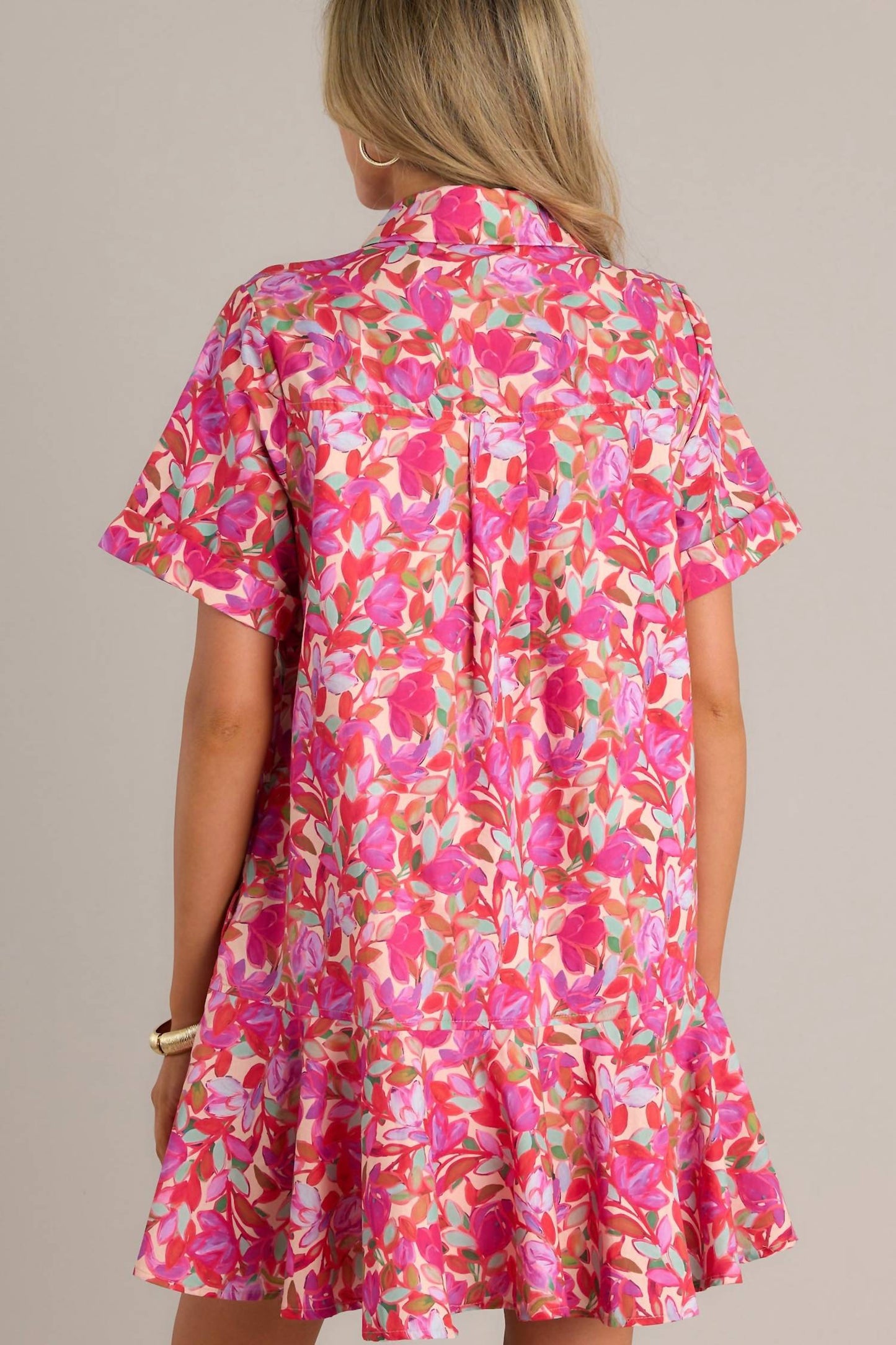 Entro - Floral Button Down Short Dress