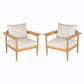 Terassi Outdoor Lounge Chair Set of 2 with Cushions - Beige / Light Teak