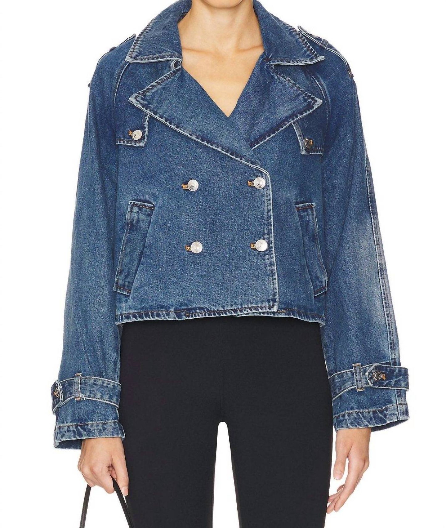Steve Madden - Cropped Denim Trench Coat