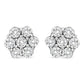 14K White Gold 1/2 cttw Round-Cut Diamond Floral Stud Earrings (I-J Color, SI2-I1 Clarity)